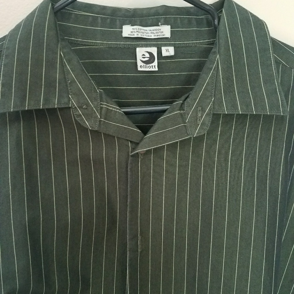 Men's Elliott pinstriped green dress shirt